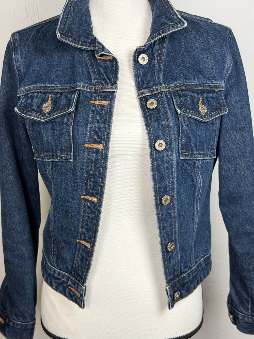 Y2K FITTED Guess Blue Classic Denim Jacket- M - Picture 8 of 15